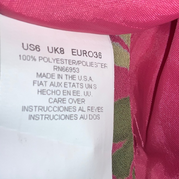 David Warren Side Tie Faux Wrap dress Sz 6 Tropical Floral vintage made in US - Picture 9 of 10